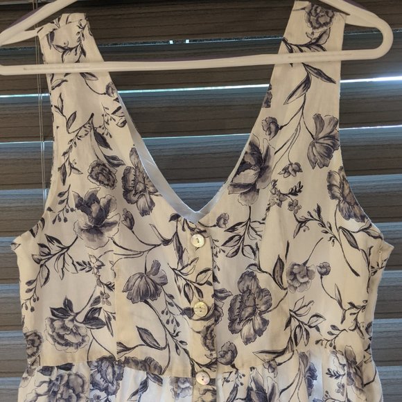 Cynthia Rowley Dresses & Skirts - Cynthia Rowley Linen Floral Print Blue White Midi Dress Size 6